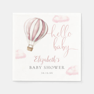 Serviette En Papier Bonjour Baby Pink Hot Air Baby shower de ballon