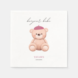 Serviette En Papier Bonjour Bebe French Watercolor Bear Baby shower Ba