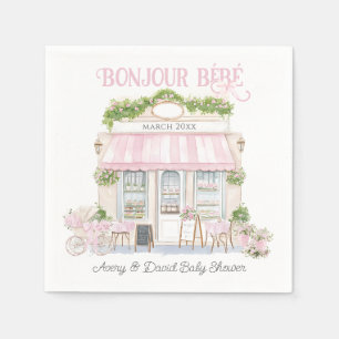 Serviette En Papier Bonjour Bebe Rose Café Parisien Baby Girl Douche