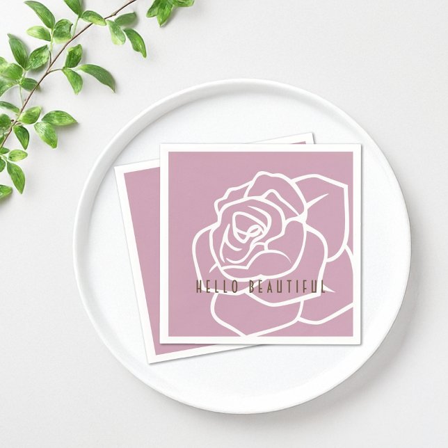 Serviette En Papier Bonjour Belle - Papier Rose Rose Moderne Chic (Créateur téléchargé)