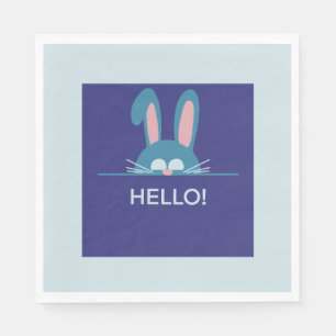 Serviette En Papier Bonjour bleu Lapin de Pâques