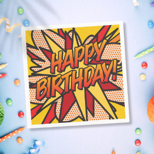 Serviette En Papier BONJOUR D'ANNIVERSAIRE amusant Comique colorée
