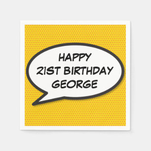 Serviette En Papier BONJOUR D'ANNIVERSAIRE Bubble amusant Comic Book