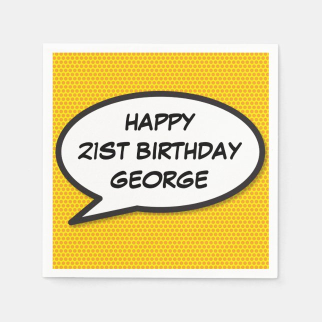 Serviette En Papier BONJOUR D'ANNIVERSAIRE Bubble amusant Comic Book (Devant)