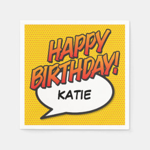 Serviette En Papier BONJOUR D'ANNIVERSAIRE Bubble Fun Retro Comic Book