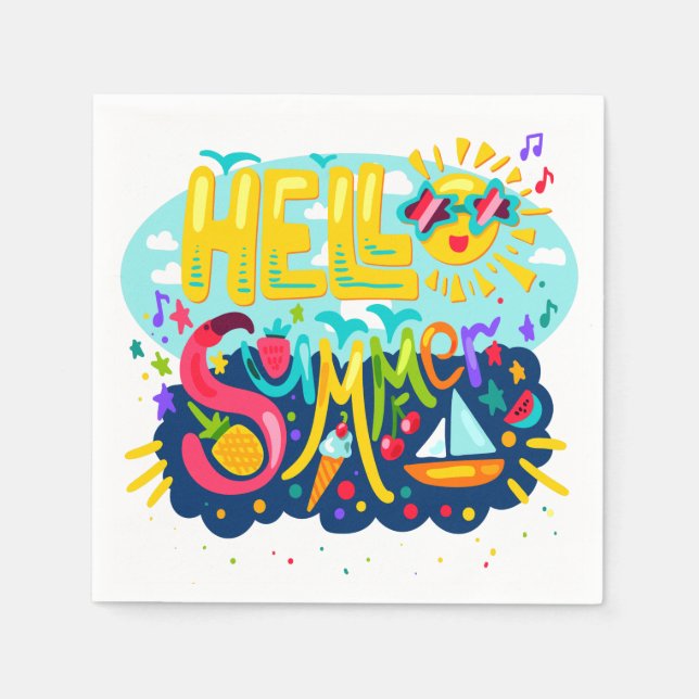 Serviette En Papier Bonjour Naples d'été (Devant)
