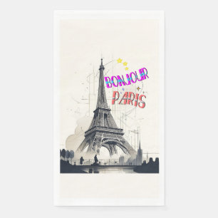 Serviette En Papier Bonjour Paris coloré