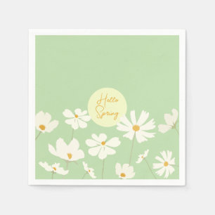 Serviette En Papier Bonjour Printemps blanc cosmos fleurs jaune milieu