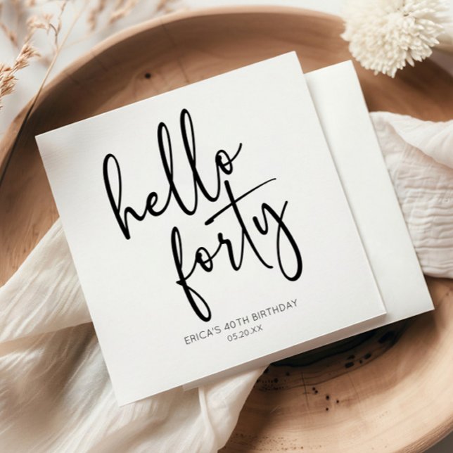 Serviette En Papier Bonjour Quarante Minimaliste 40e fête d'anniversai (Créateur téléchargé)