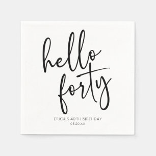 Serviette En Papier Bonjour Quarante Minimaliste 40e fête d'anniversai