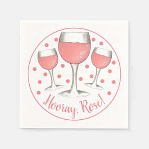 Serviette En Papier Bonjour, Rosé ! Verre rose vif rose vigne