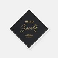 Serviette En Papier Bonjour soixante-dix Black & Gold 70th Birthday
