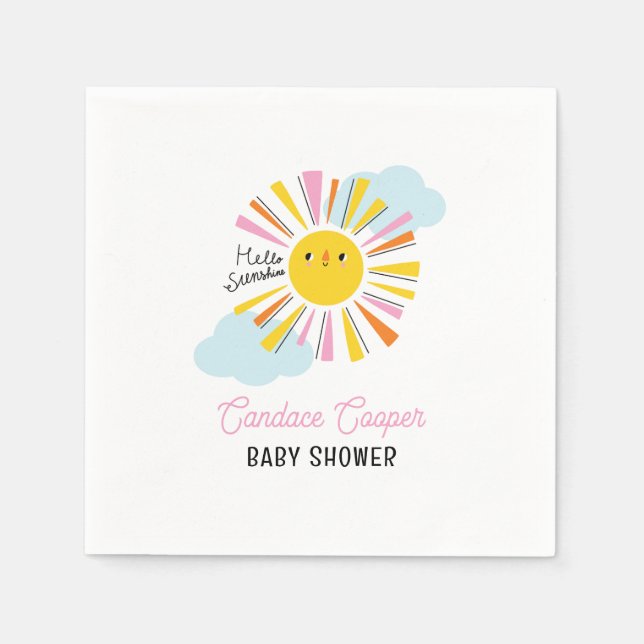 Serviette En Papier Bonjour Sunshine Baby shower fille serviettes (Devant)