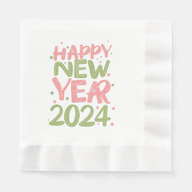 Serviette En Papier Bonne année 2024 (Devant)