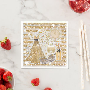 Serviette En Papier Bonne année en or