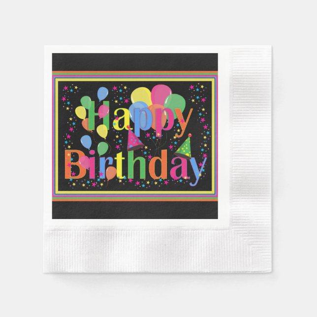 Serviette En Papier Bonne fête d'anniversaire colorée (Devant)