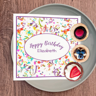 Serviette En Papier Bonne fête d'anniversaire Confetti Toss coloré