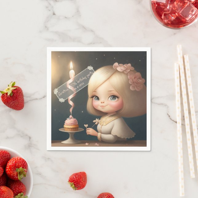 Serviette En Papier Bonne fille anniversaire 01 (En situation)