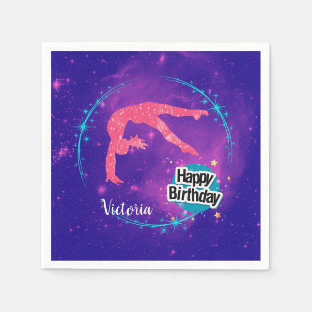 Serviette En Papier Bonne Gymnastique d'anniversaire Galaxy Tumbling (Devant)