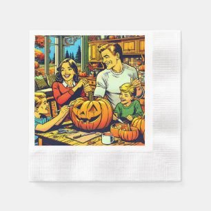 Serviette En Papier Bonne Halloween Nostalgale Citrouilles de la sculp