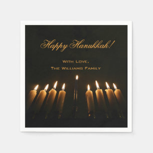 Serviette En Papier Bonne Hanoukka Lampe Menorah Lumière bougies Chanu
