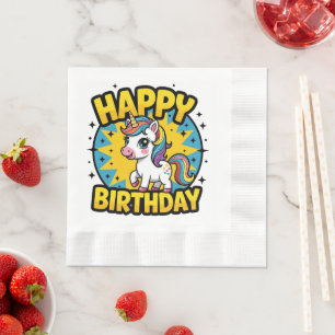 Serviette En Papier Bonne licorne d'anniversaire