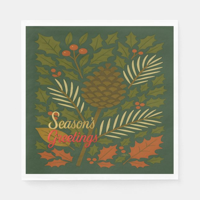 Serviette En Papier Bonnes Fêtes d'automne et d'hiver (Devant)