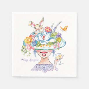 Serviette En Papier Bonnet Printemps de Pâques Bonnet Joli Lady Napkin