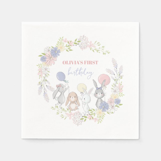 Serviette En Papier Bonny printemps fleurie d'anniversaire serviettes (Devant)