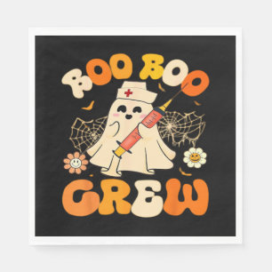 Serviette En Papier Boo Boo Crew Drôle Fantôme Pour Infirmière, Rétro