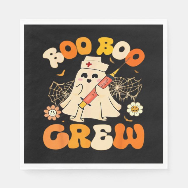 Serviette En Papier Boo Boo Crew Drôle Fantôme Pour Infirmière, Rétro  (Devant)