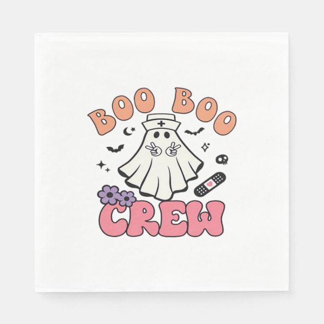 Serviette En Papier Boo Boo Crew Nurse Halloween Ghost Funny Classic T (Devant)