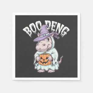Serviette En Papier Boo deng Éffrayant Halloween Moo Deng Baby Hippo