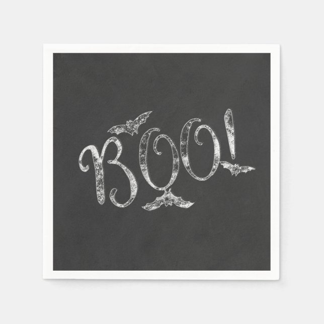 Serviette En Papier BOO ! Halloween Chalkboard Chalk Fête (Devant)