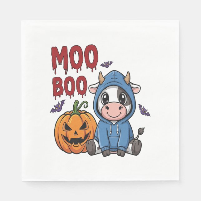 Serviette En Papier Boo Halloween Éffrayante vache fantôme (Devant)