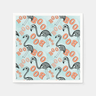 Serviette En Papier Boo Halloween   Flamant rose Skeleton