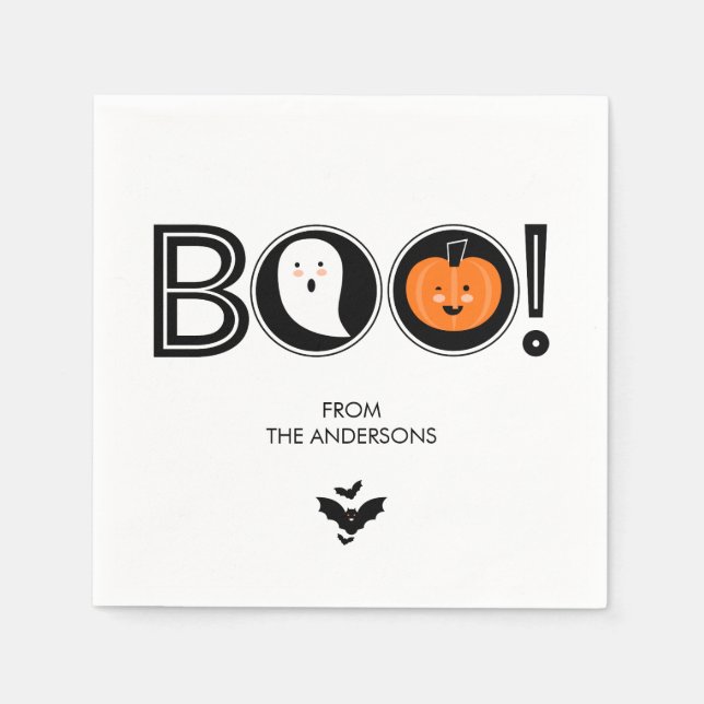 Serviette En Papier Boo ! Happy Halloween Papier Napkin (Devant)