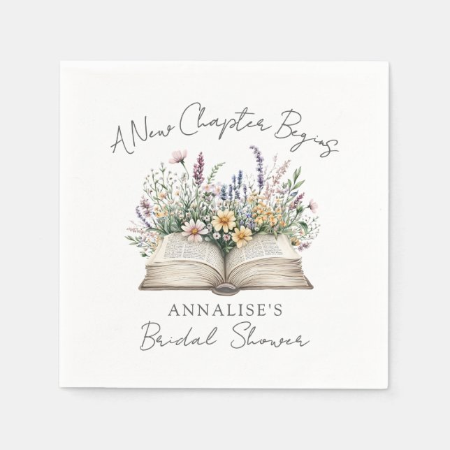 Serviette En Papier Book New Chapter Wildflower Bridal Shower (Devant)