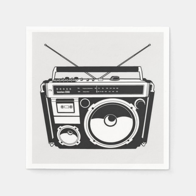 Serviette En Papier Boombox Grey des années 80 (Devant)