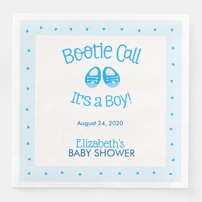 Serviette En Papier Bootie Call Blue Baby Boy Douche (Devant)