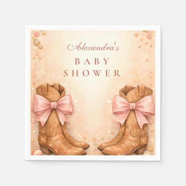 Serviette En Papier Boots And Bows Western Baby Shower (Devant)