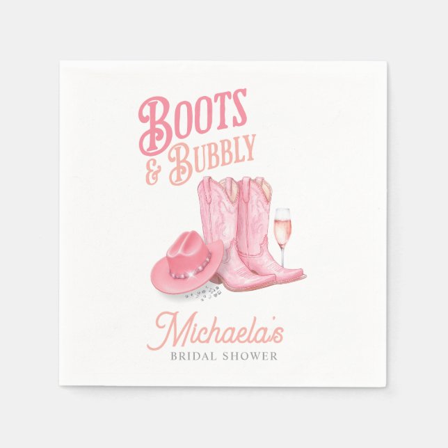 Serviette En Papier Boots & Bubbly Western Cowgirl Fête des mariées ro (Devant)