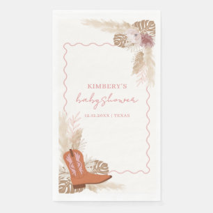 Serviette En Papier Boots de Baby shower Pampas Pink Modern Boho