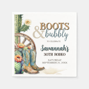 Serviette En Papier Boots et Bubbly Cowgirl Western Rodeo Anniversaire