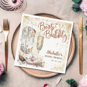 Serviette En Papier Boots et Bubbly Western Bride Wild West Country