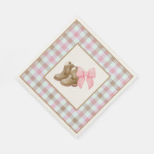 Boots or Bows Theme Gender Reveal Paper Napkins