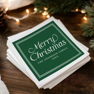 Serviette En Papier Bordure classique Joyeux Noël vert