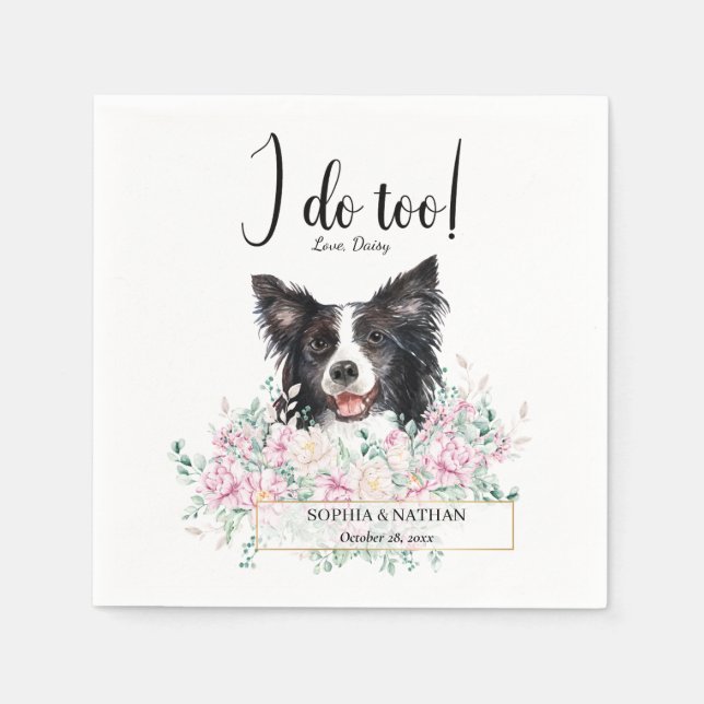 Serviette En Papier Bordure Collie Chien Mariage Cocktail Serviettes (Devant)
