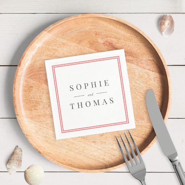 Serviette En Papier Bordure couleur modifiable Mariage classique moder (Créateur téléchargé)