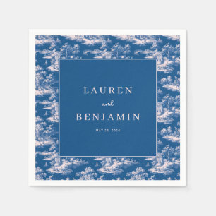 Serviette En Papier Bordure de scène pastorale marine élégante
